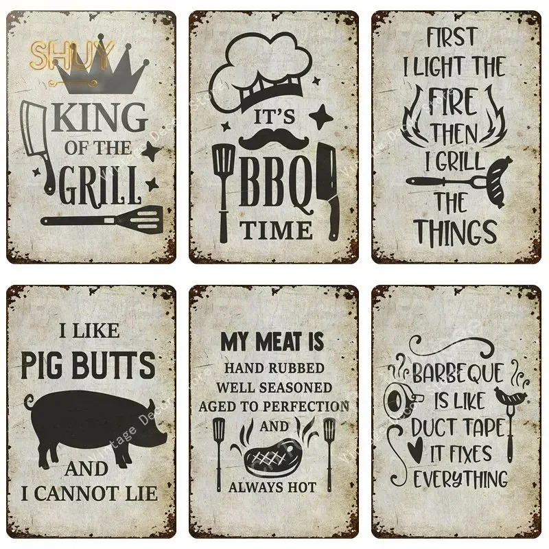 Металлическая жестяная вывеска для барбекю винтажная ресторана комнаты клуба