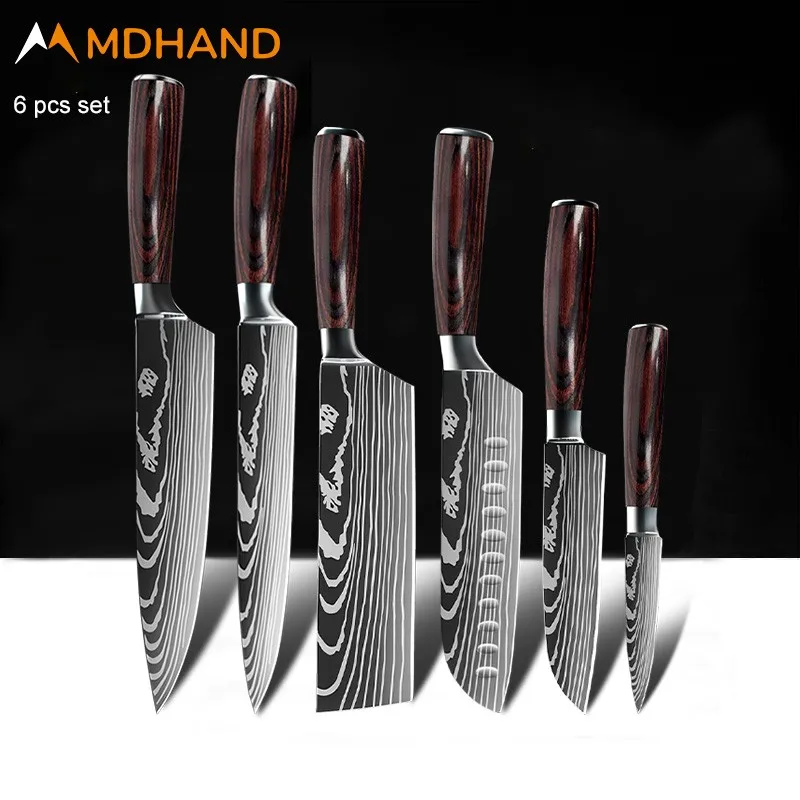 

Kitchen Tools 1-10 PCS Kitchen Knife Set of Utility Cleaver Chef Bread Knife High Carbon German Stainless Steel Knives Sets