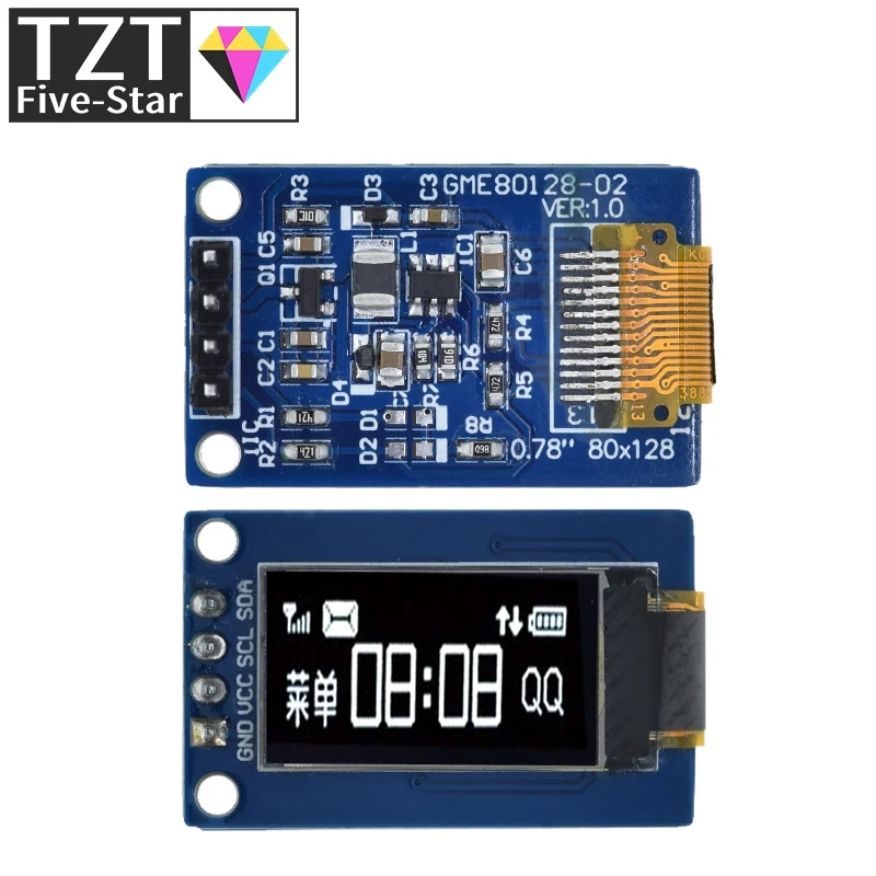 Модуль ЖК-дисплея TZT с OLED-дисплеем 0 78 дюйма разрешение 78*80 интерфейс SPI драйвер SH1107