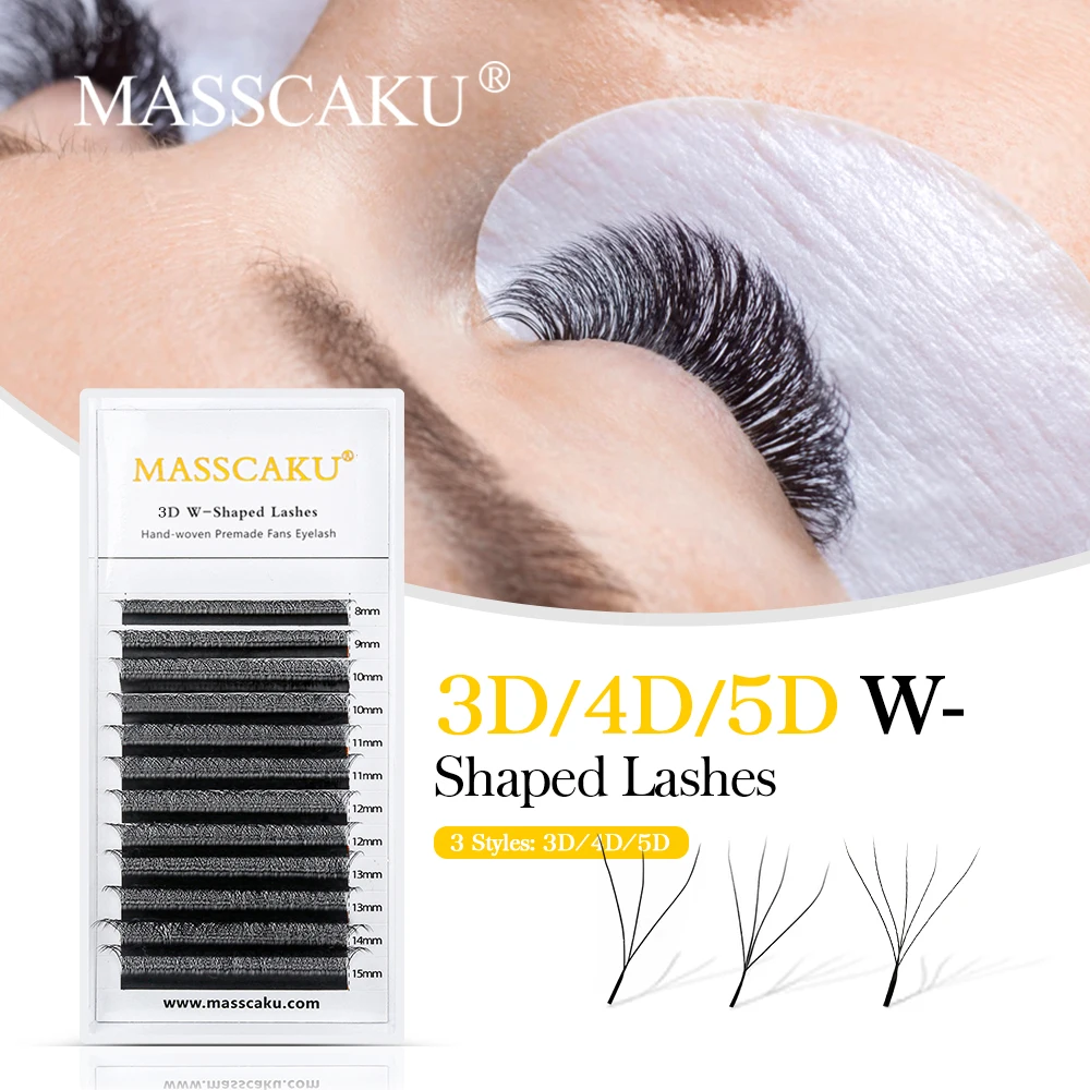 

Private Label MASSCAKU 3d/4d/5d Clover Bloom Lashes Extension Premade Russian Volume Fan Soft Mink False Eyelashes