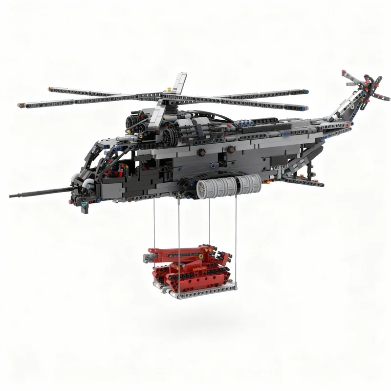 Фото 1793 детали MOC Sikorsky MH Pave Low III: Техническая модель автомобиля, конструктор, архитектурная серия, развивающая игрушка для детей, идея для самостоятельной сборки, рождественский подарок №2