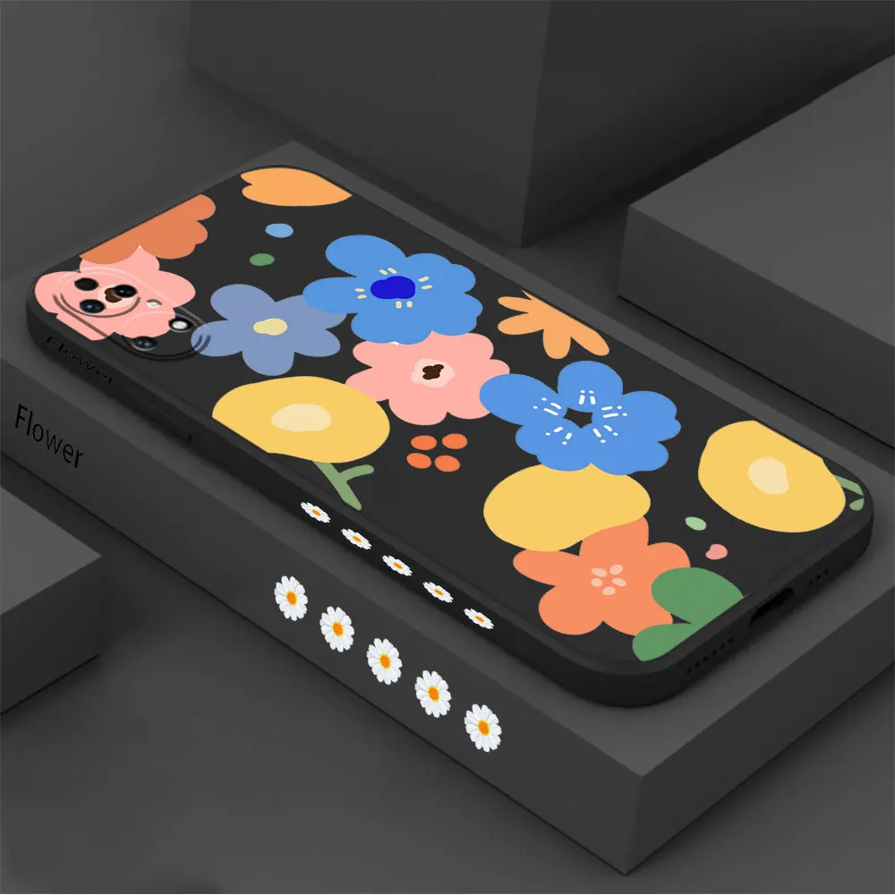 Plain Daisies Flower Phone Case For Huawei P60 P50 P40 P30 P20 Mate 50 40 30 20 20X 10 Colour Liquid Silicone Cover Funda Cqoue