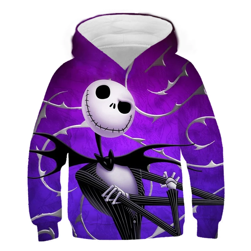 

Толстовки с капюшоном в стиле Хэллоуин Джек Детские свитшоты с длинным рукавом с мультяшным принтом для мальчиков и девочек детская повседневная одежда с капюшоном