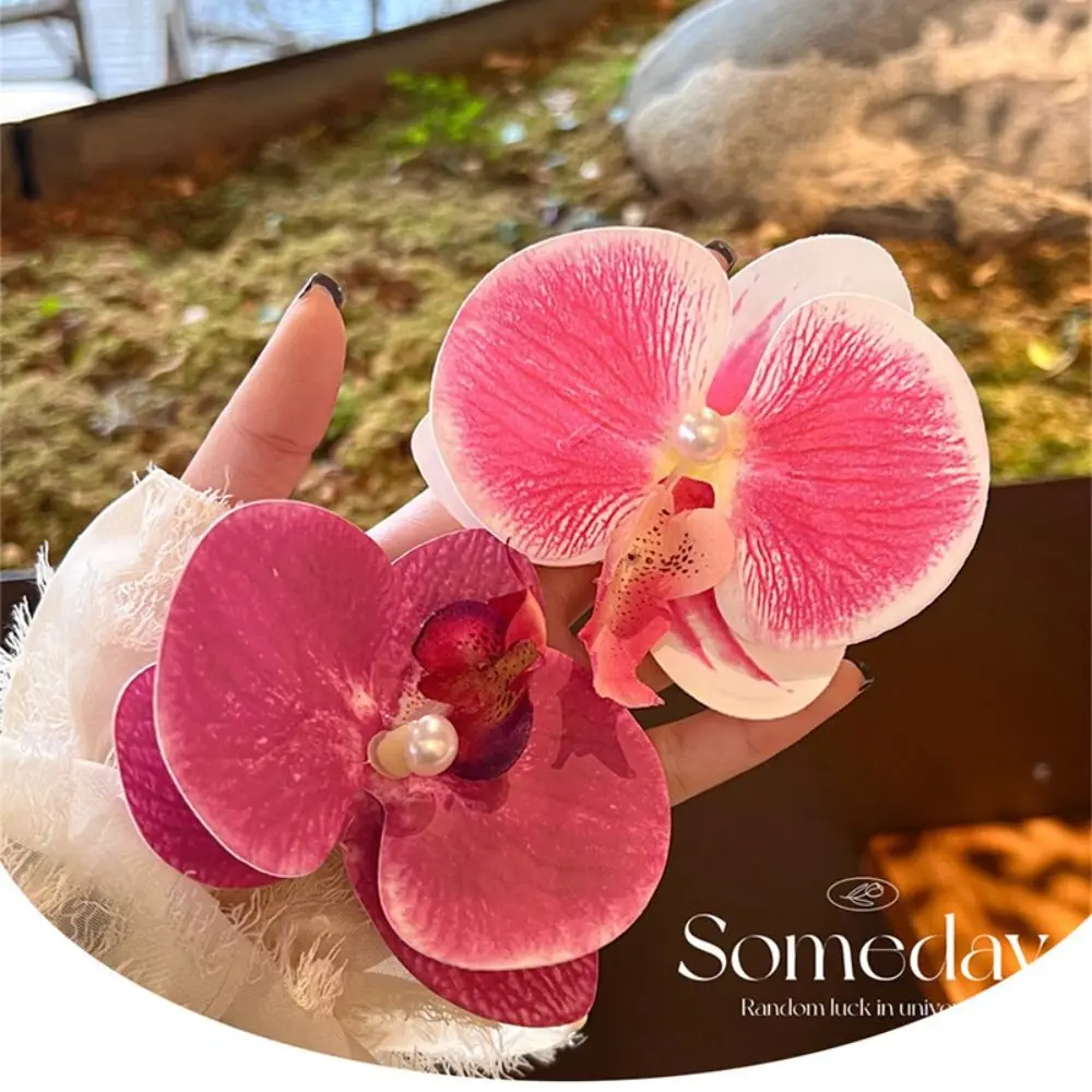 Тканевый цветок искусственная бабочка Орхидея женский аксессуар для волос зажим