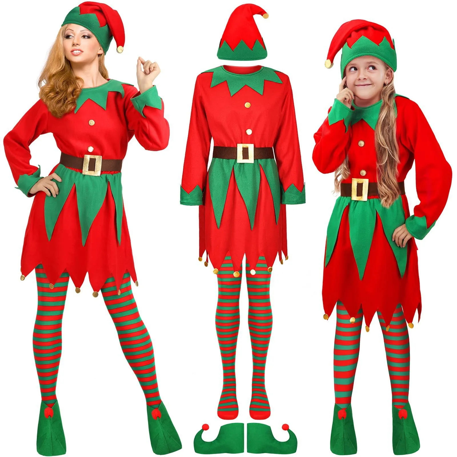 

Christmas Elf Woman Girl Costume Santa Claus Dress Suit Party Role-playing Cosplay Clothes Carnival Party New Year Fancy Outfits