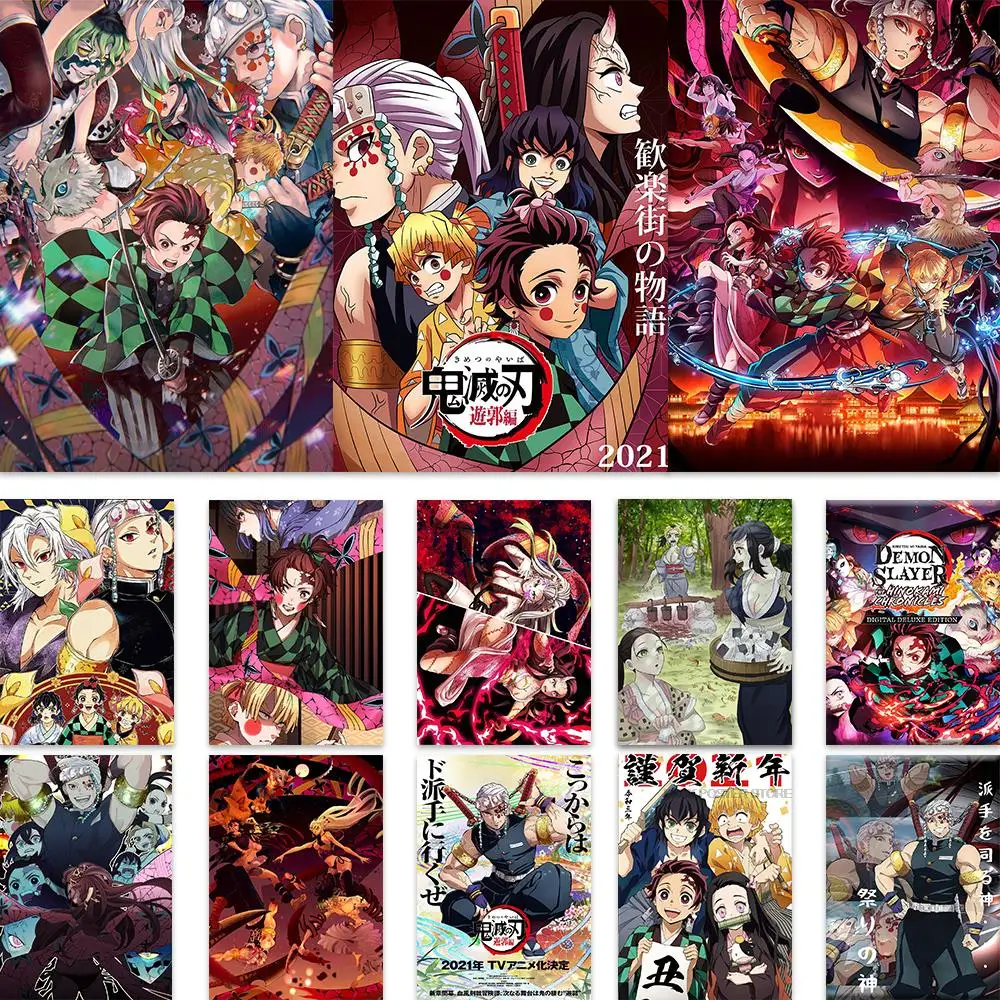 

Demon Slayer Poster Kimetsu No Yaiba Anime Room Decor Kraft Paper Prints Home Decoration Cafe Art Picture Anime Posters Picture