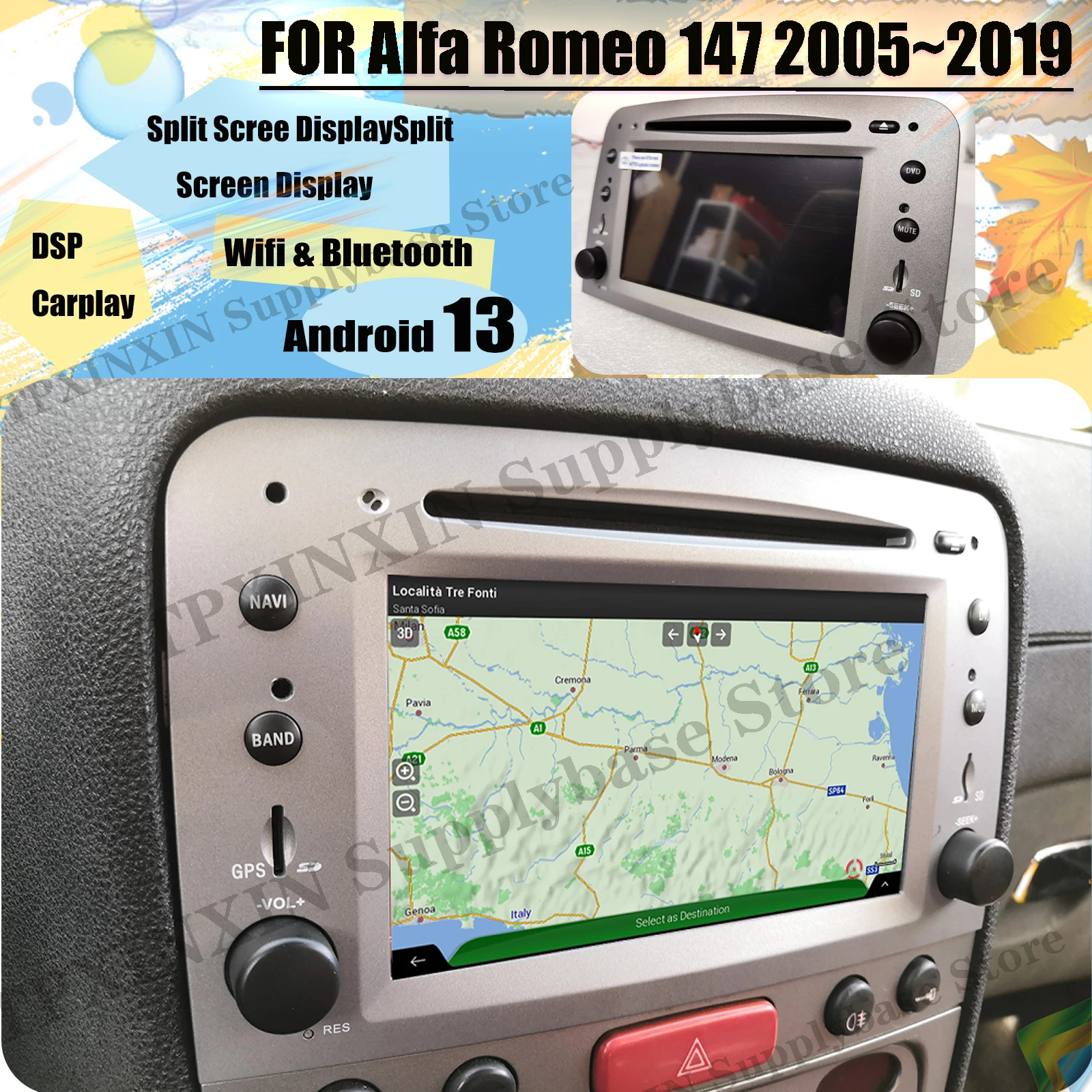 Интеллектуальная система автомобильного радио с экраном Android для Alfa Romeo 147 2005 2006
