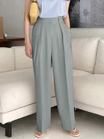 vonda women long pants 2022 vintage pleated casual high waist trousers pleated palazzo with pockets oversize wide leg bottoms