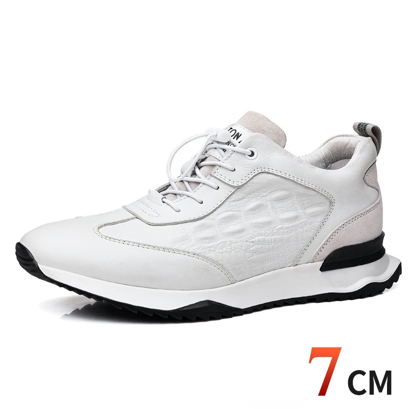 

Male Shoes Genuine Leather Inner Height Increasing 7cm Invisible Leather Shoes Leisure Sports Shoes Fashion Men's Elevator Shoes