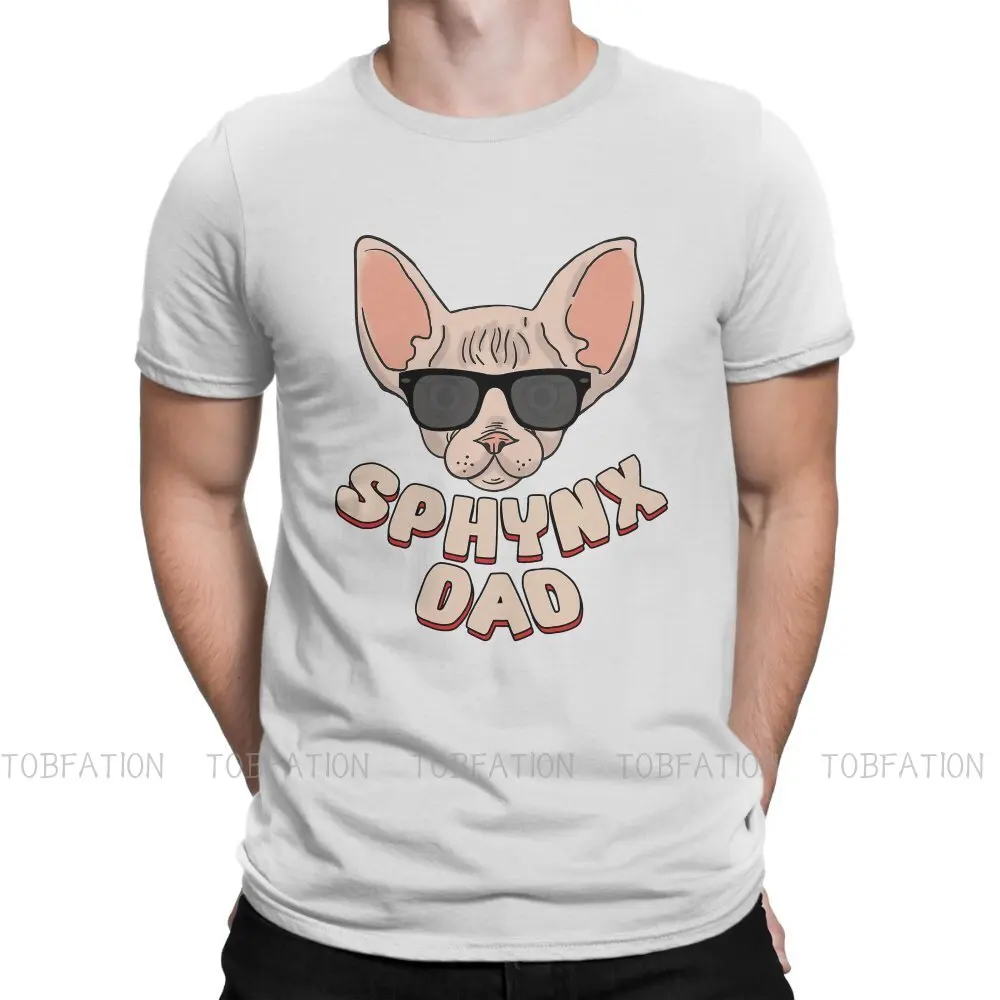 

Mens Dad Pet Lover Father's Day Gift Round Collar TShirt Sphynx Hairless Cat Cute Pure Cotton Basic T Shirt Man's Clothes