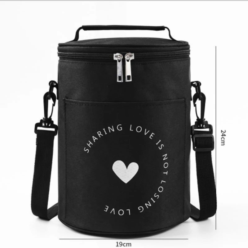 

Large-Capacity Portable Lunch Bag 2022 New Fresh-Keeping Thickened Lunch Box Bag Round Barrel Aluminum Foil Insulation Bag