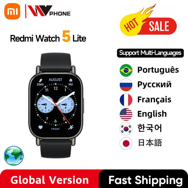 Глобальная версия Xiaomi Redmi Watch 5 Lite Bluetooth Телефонный звонок 1 96-дюймовый дисплей 150+