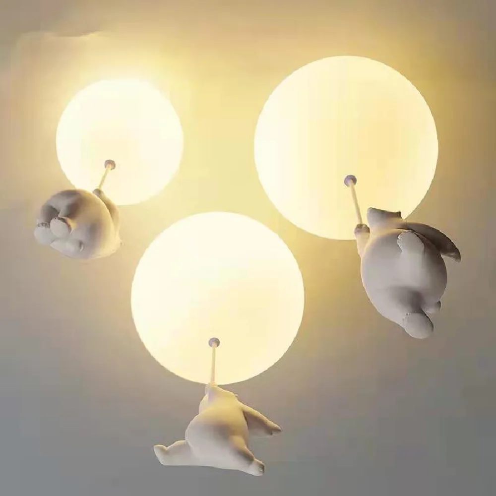 

LED ceiling lamp Nordic Modern Cartoon Bear Ceiling Kids Rooms Bedroom Living Room for Home Decor Lighting lamps for living room