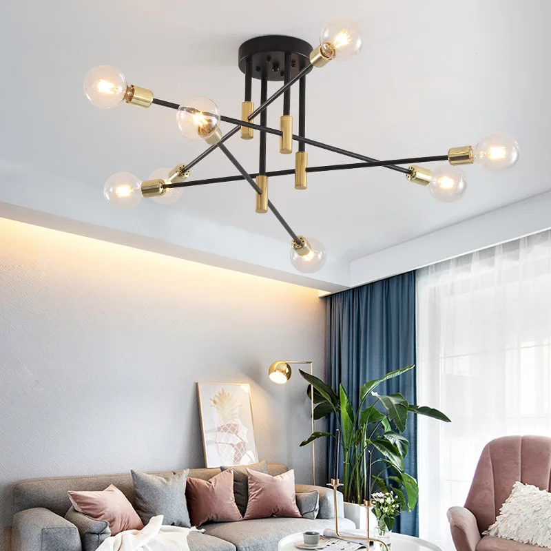 $36.96 Modern Chandelier LED Ceiling Lamp For Living Dining Room Bedroom Kitchen Black Gold Ceiling Light Nordic Home Decor Fixture