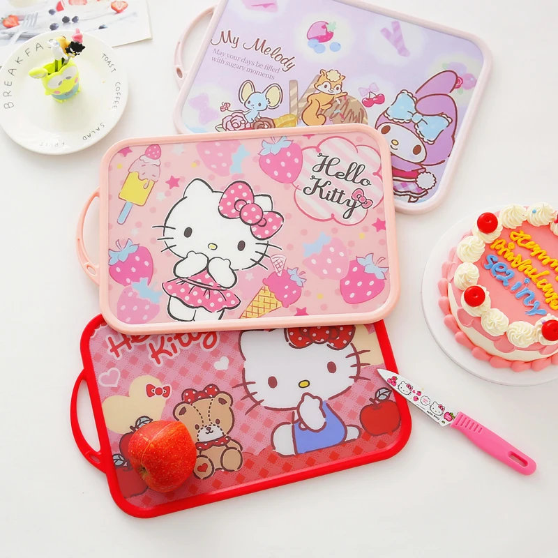 

Kawaii Anime MyMelody Hello Kitty Little Twin Stars Household Plastic Cutting Board Fruit Dormitory Kitchen Small Chopping Board