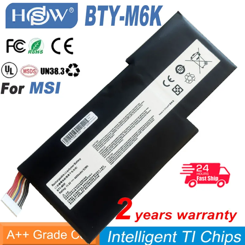 11 4 В 52 Втч 4600 мАч BTY-M6K аккумулятор для ноутбука MSI MS-16K3MS-17B4 GF65 GF75 GF63 Bravo 15 A4DCR 17 A4DDR Series