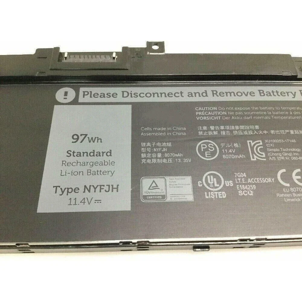 Новый оригинальный аккумулятор NYFJH 11 4 в 97 Втч для ноутбука Dell Precision 7530 7730 7540 7740 P34E