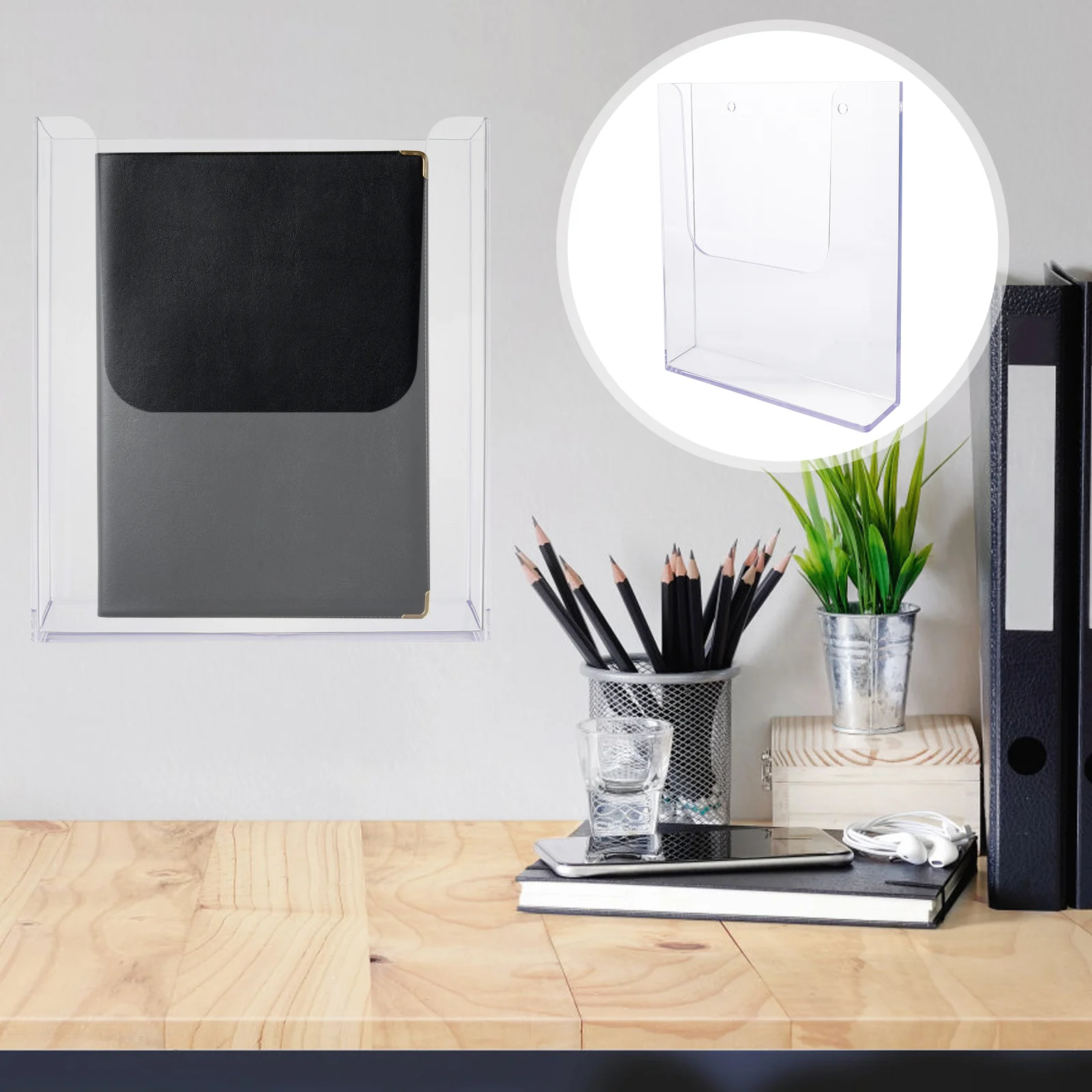 

Wall Mounted Bookshelf Display Stand Magazine Wall-mounted Brochure Holder Document Organizer Rack Acrylic