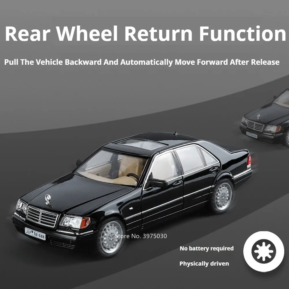 W140 320SEL Wysoka symulacja Model samochodu Cynk Metalowy korpus Plastikowe podwozie Gumowa opona Trwała funkcja wycofania Z...
