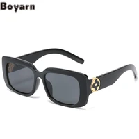 boyarn new style gafas de sol square pattern meter plum blossom metal accessories fashion sunglasses women steampunk