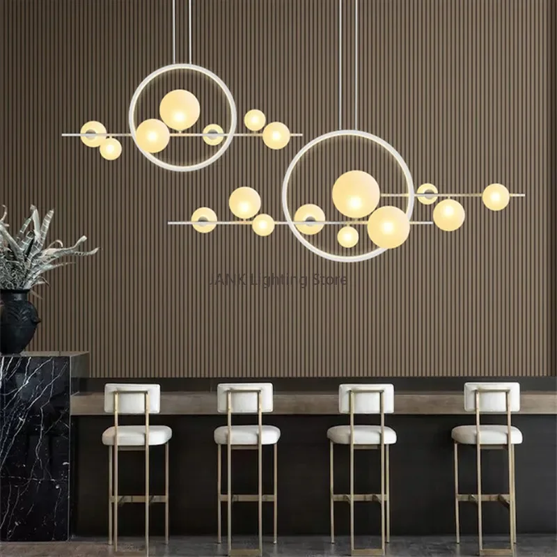 

Post Modern Glass Strip Bubble Chandelier Creative New Type Magic Bean Restaurant Living Room Pendant Lights LED Decor Luminaire