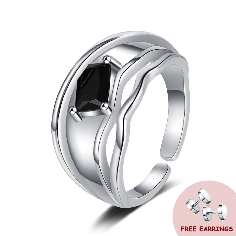 

Trendy Women Ring with Cubic Zirconia Jewelry for Wedding Engagement Promise Party Gift Open Finger Rings Accessories Wholesale