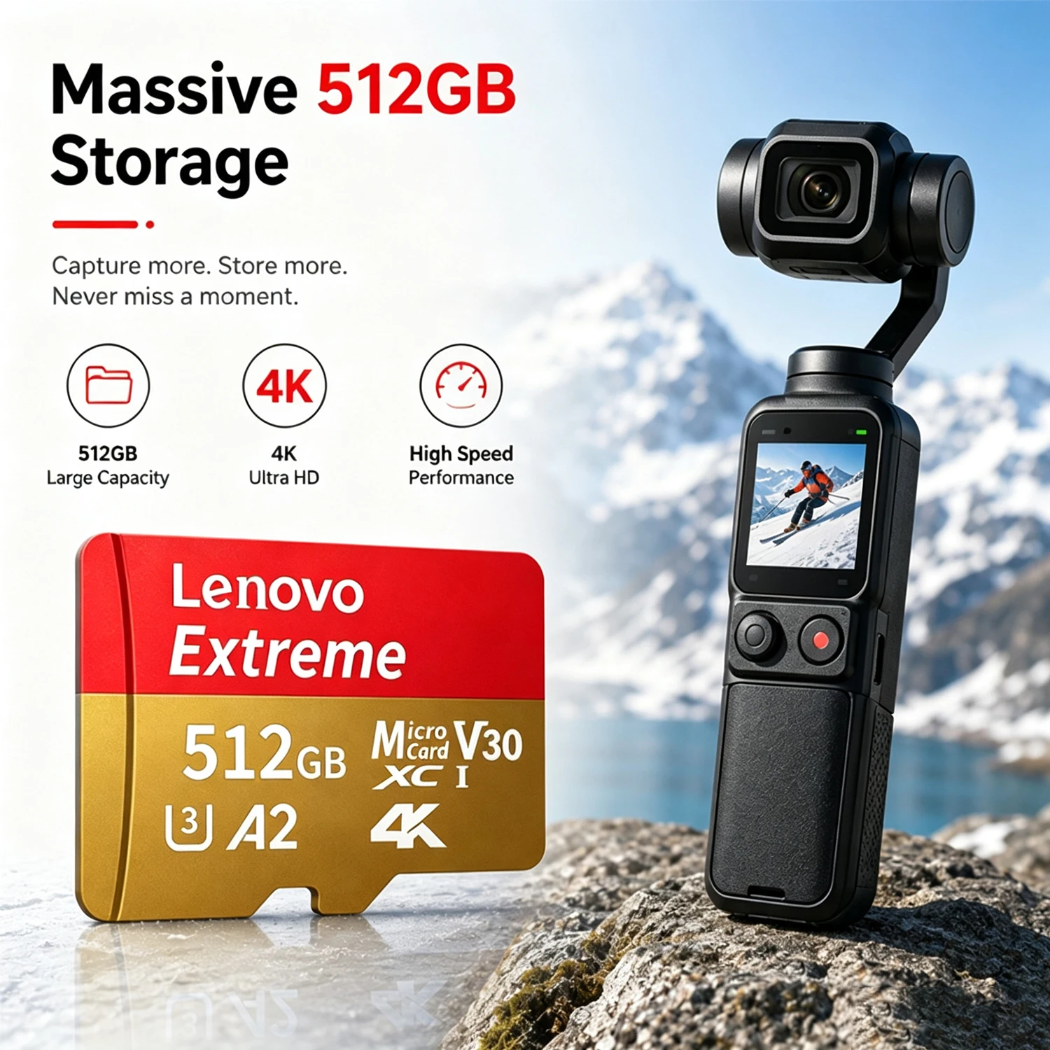 Фото Карта памяти Lenovo Extreme Pro Micro SD 128 ГБ 256 ГБ 512 ГБ, высокоскоростная карта Micro SD V60 U3 TF, Mini SD для телефона и камеры. №3