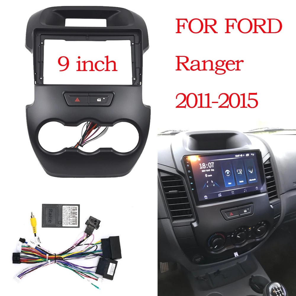

BYNCG Car Auido Radio 2Din Fascia Frame Adapter For Ford Ranger 2011-2015 9" Big Screen Dashboard Fitting Panel Frame Kit