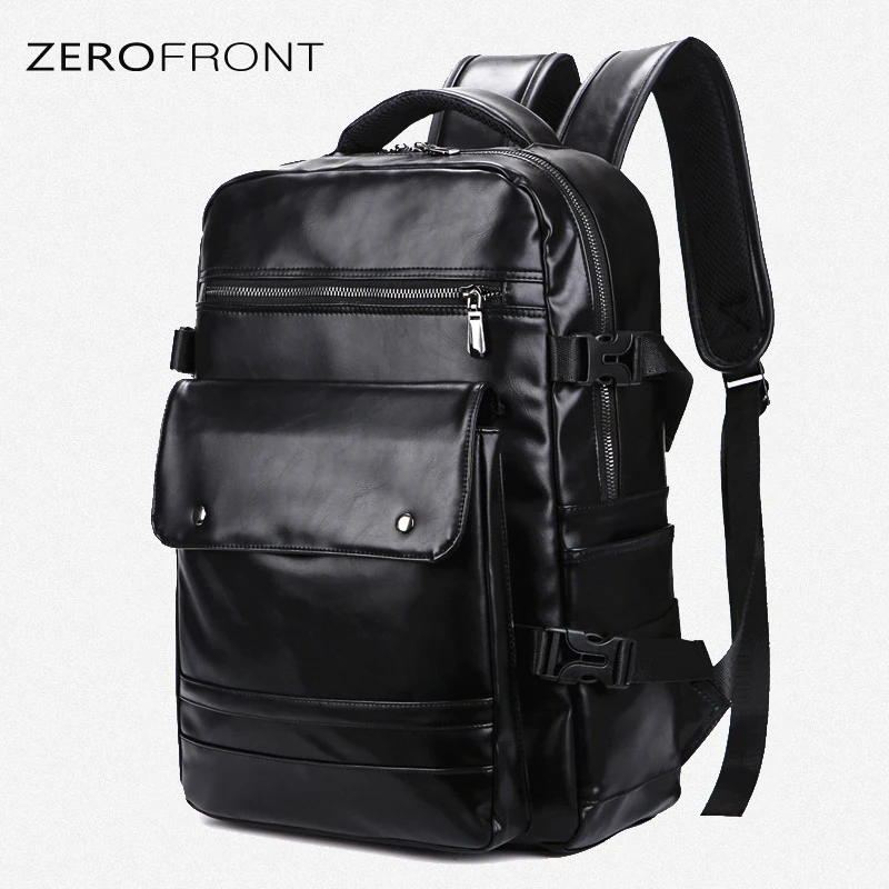 

Men's large capacity Travel Backpack PU leather black backpack fashion trend backpack student schoolbag computer bag