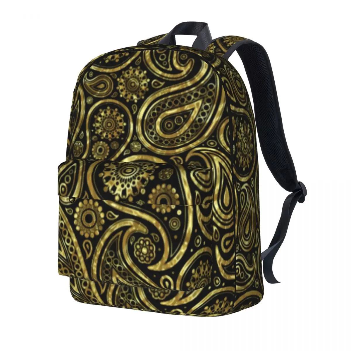 

Золотистый рюкзак с принтом пейсли, винтажные Цветочные ранцы для мальчиков и девочек, походные дышащие школьные ранцы, цветной рюкзак