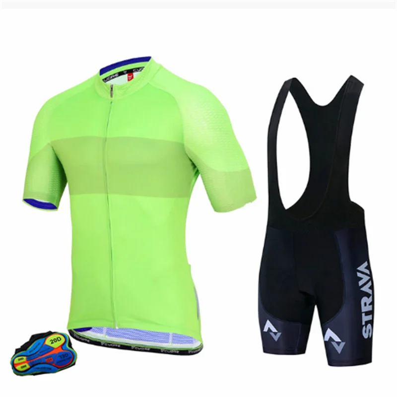 

STRAVA Men Bike Shirts Cycling Jersey Breathable Clothes Custom Cycling Jersey， Piece Sets Short Jersey BIB Short Sleeve Suit