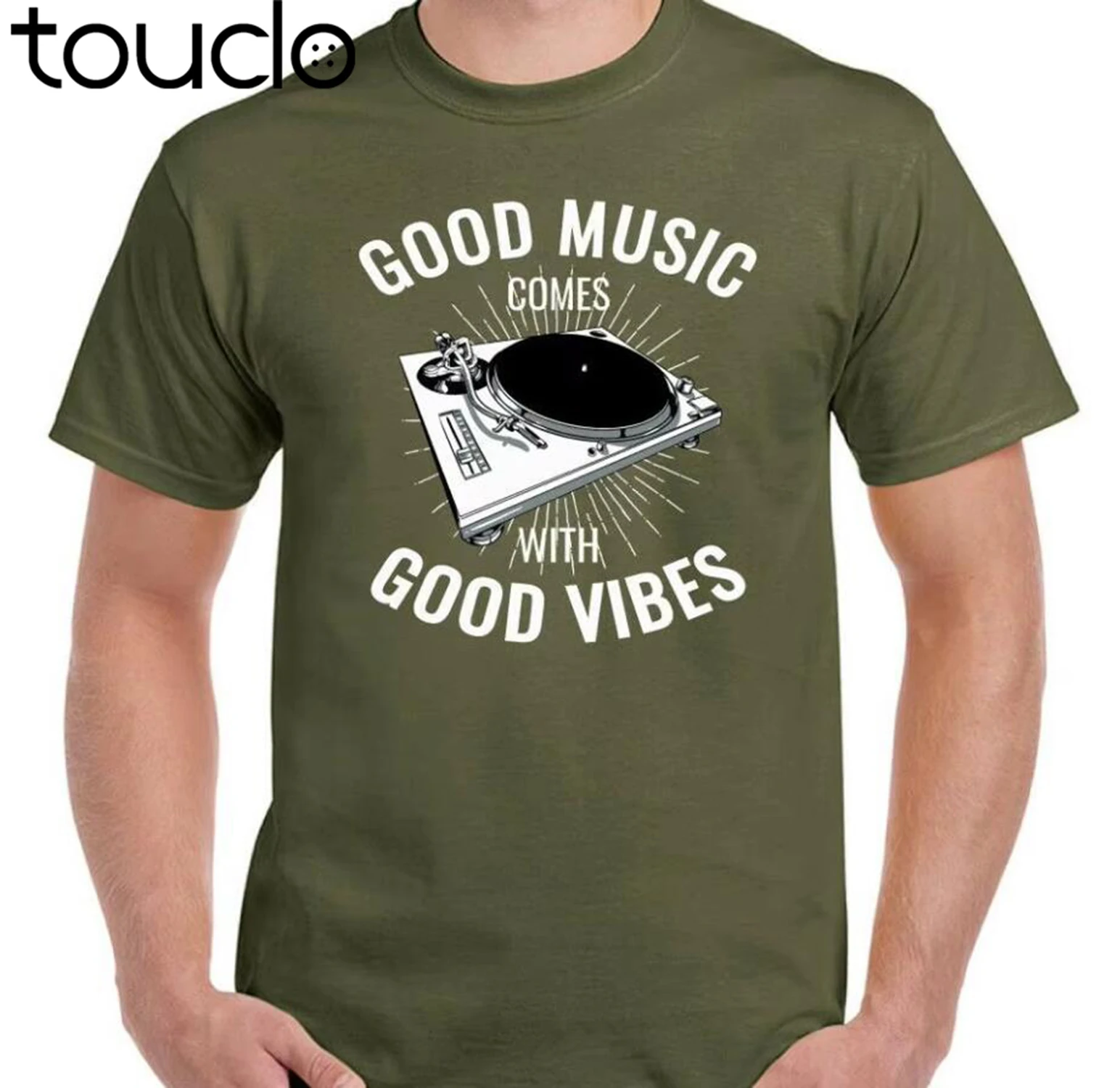Good Music Vibes Mens Funny Dj T-Shirt Turntable Vinyl Record Player Technics Man'S O-Neck Design Adults Casual T Shirt