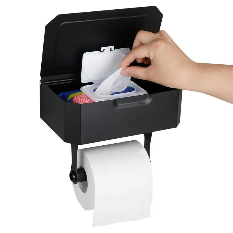 

Bathroom Toilet Paper Holder Toilet Tissue Holder With Storage Double Phone Shelf Toilet Paper Roll Holder Adhesive Bathroom
