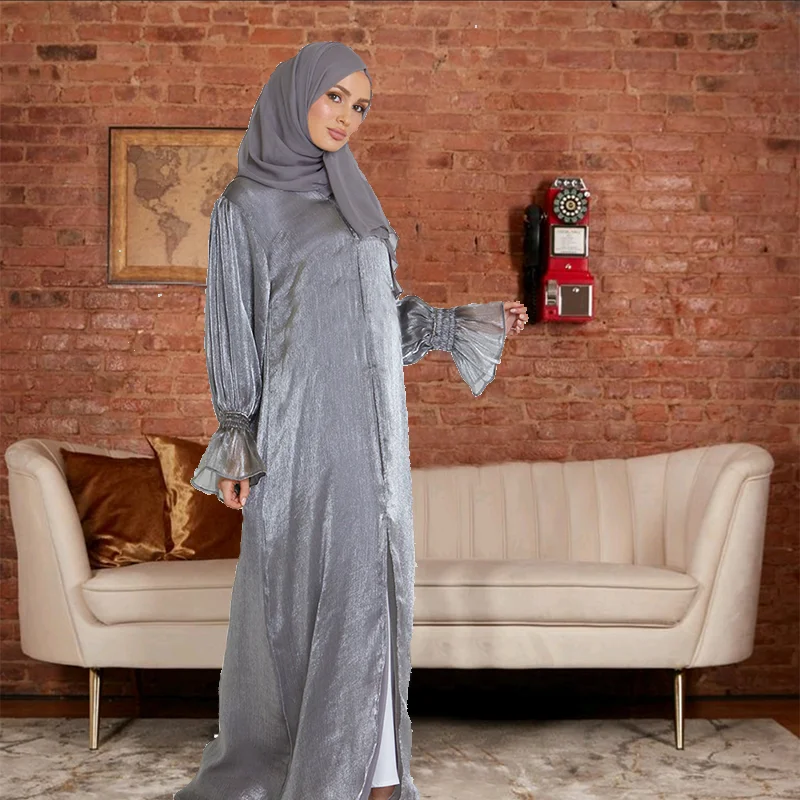 Abayas Sets for Ramadan Muslim Women Clothing Islamic Cardigan Jacket with Belt Hijab Dubai Three Piece Robe Muslim Fashion Sets