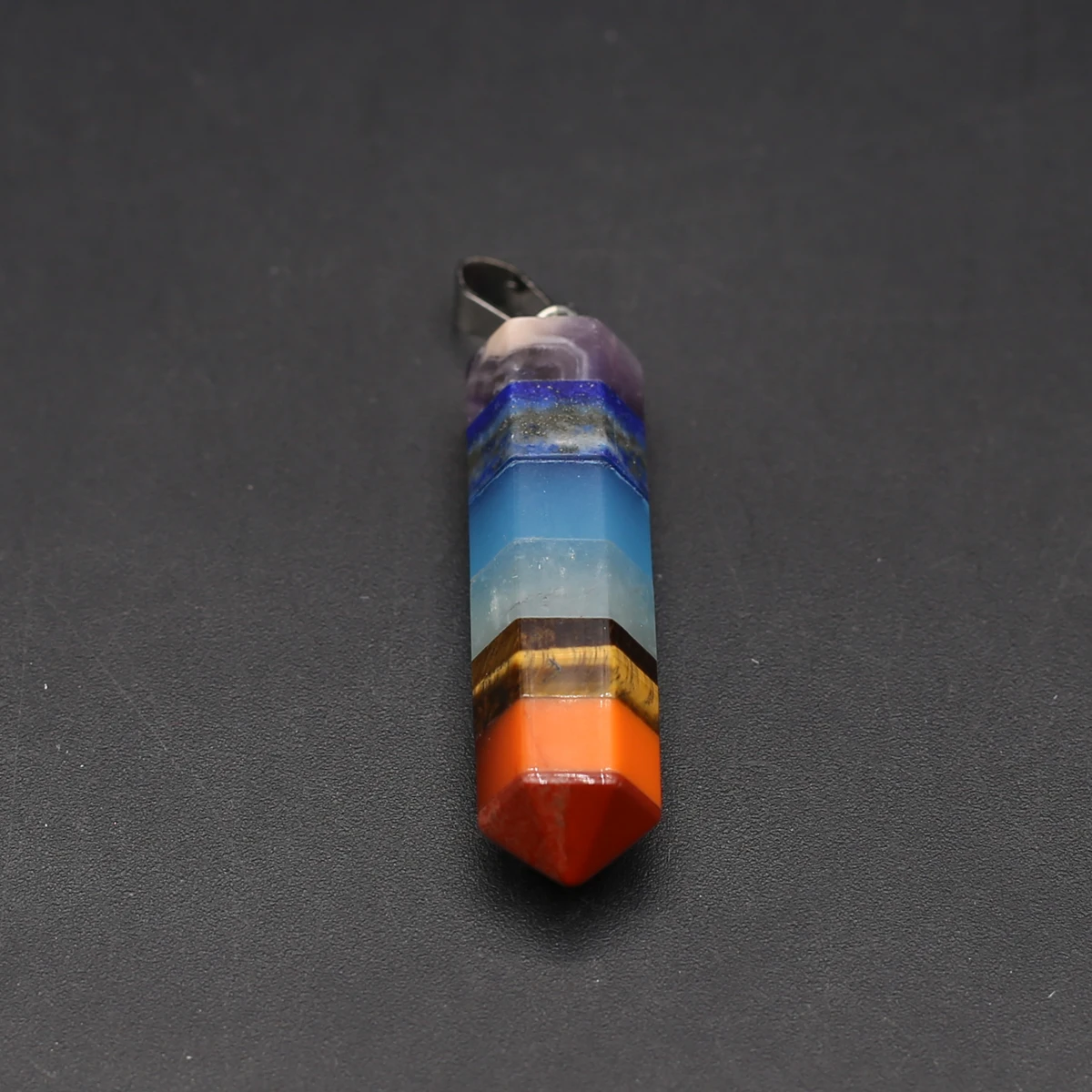 Кулон из натурального камня семь чакр в полоску Агат шестиугольная Призма