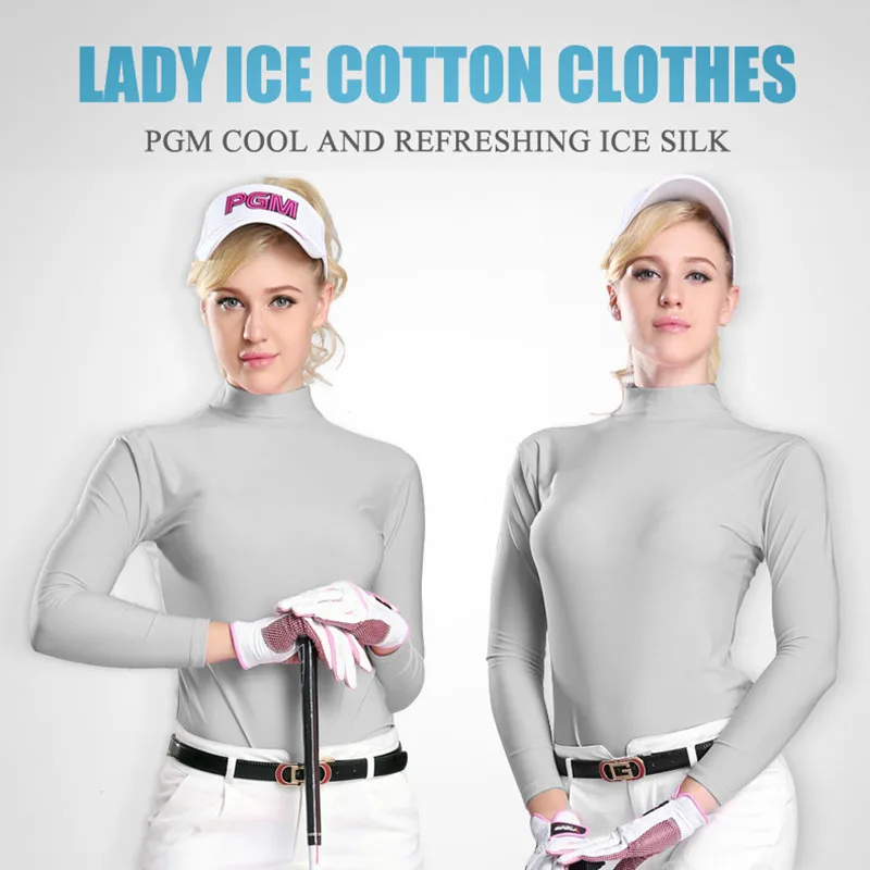 PGM Casual Ultra Thin Breathable Golf Shirt Women Sun Protection Ice Silk Summer Ladies long sleeve loose Golf Training T Shirts
