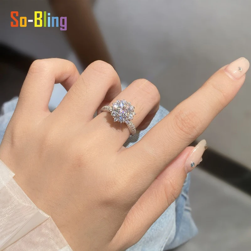 Фото Кольцо с муассанитом So-Bling 1 карат и сертификатом Gra, кольца из стерлингового серебра 925 пробы для женщин, элегантные изысканные ювелирные изделия для вечеринок №3