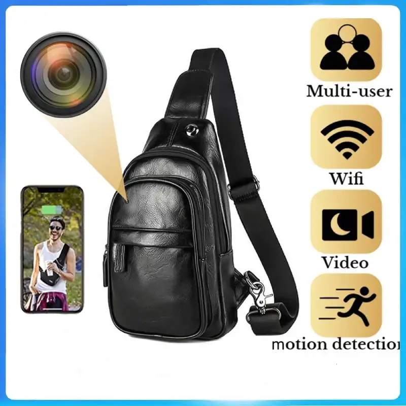 HD Mini Camera,1080P 4K, Retro PU Outdoor Sports Chest Bag Cam WIFI Men Messenger Bags Travel Monitor Security Monitoring Hidden