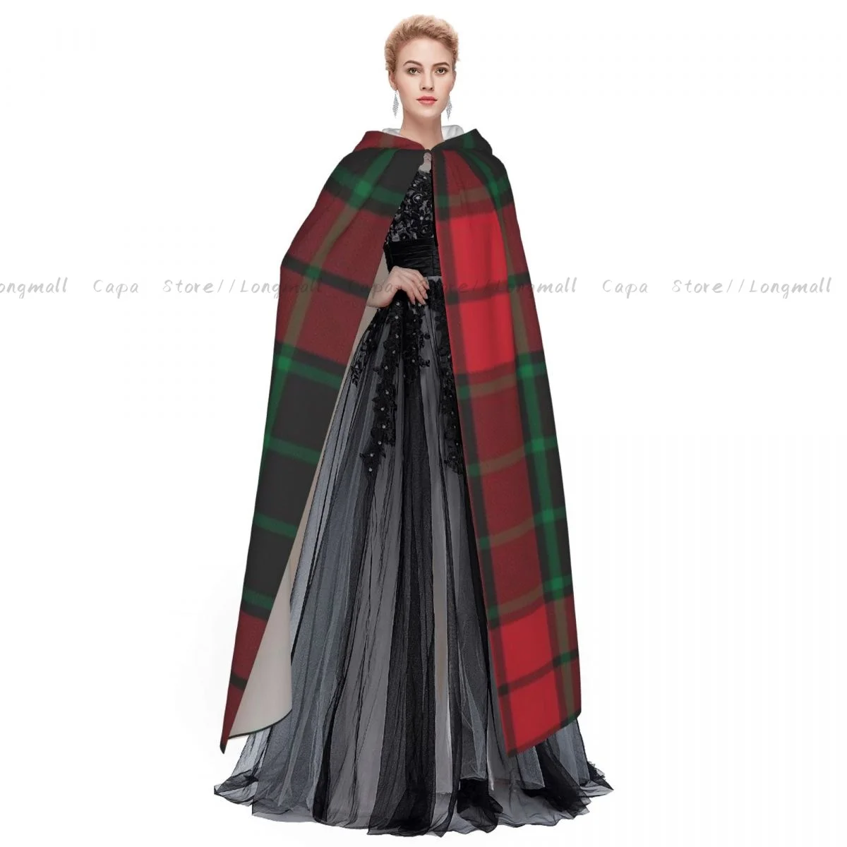 Взрослый Хэллоуин Рождество клетчатый плащ в клетку тартан с графикой накидка