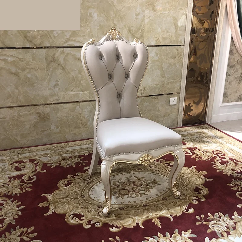 

Европейский кожаный Художественный Обеденный стол и стул, комбинированный роскошный полностью из твердой древесины, резной стул, спинка, к...