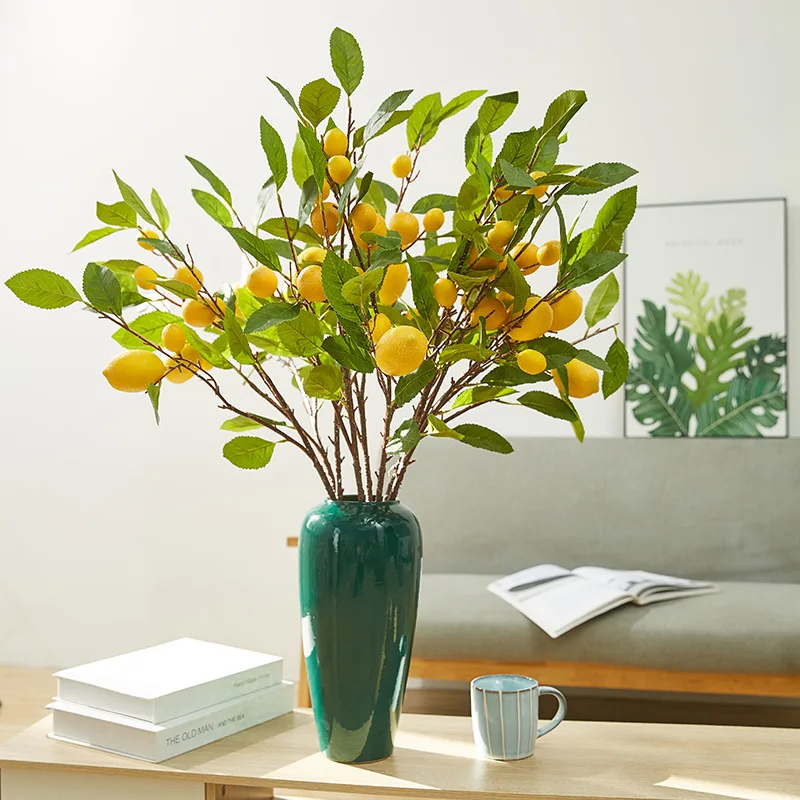 

6 Pieces Aritificail Simulated Lemon Branch Fruit Tree Branch Household Porch Plant Decoration Hotel Wedding Photography Props