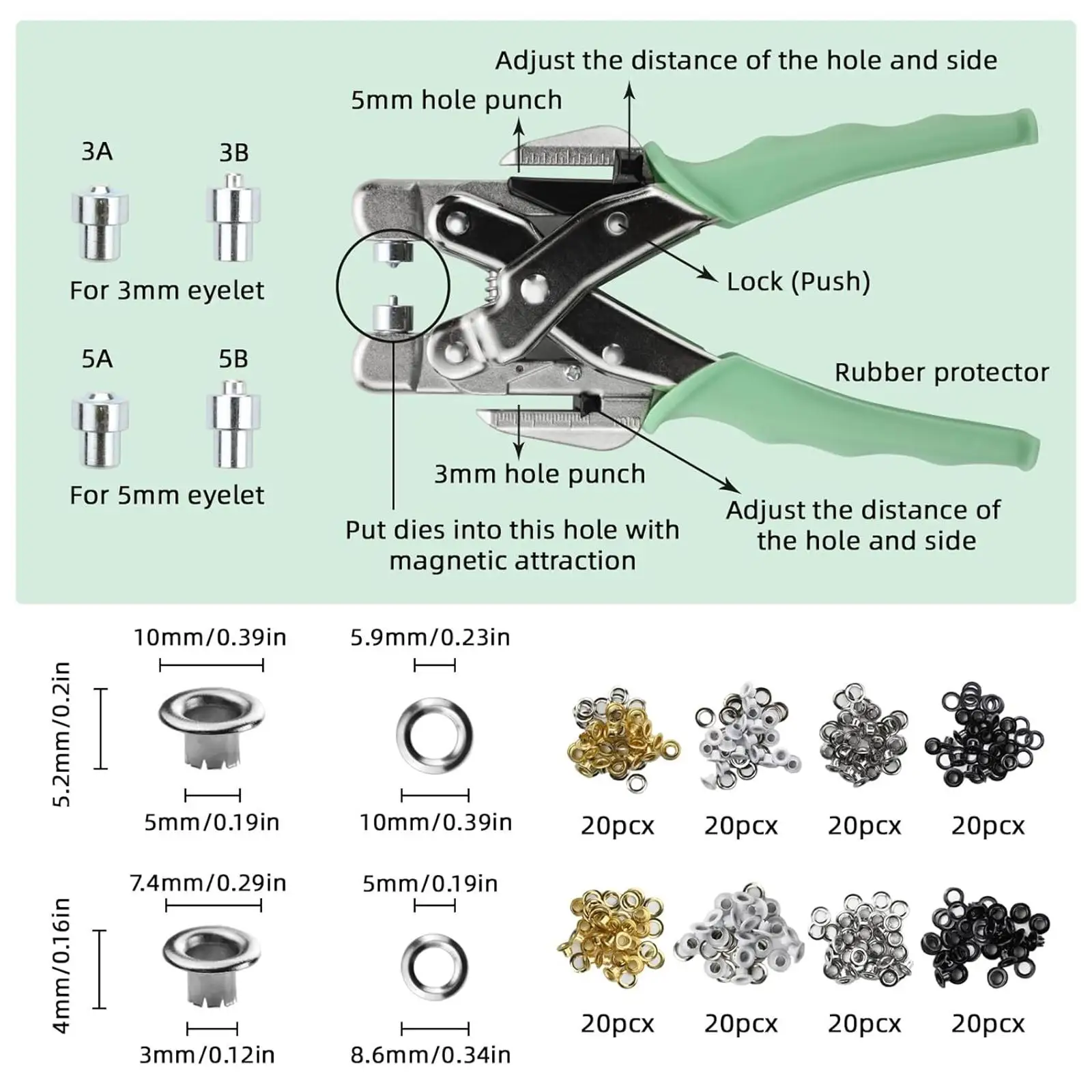 Набор плоскогубцев с люверсами ручной прочный дырокол для ремня кожаных