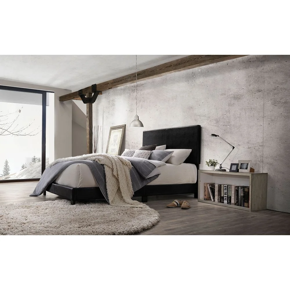 

Lien Twin Bed in Black PU 25736T