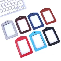 15 pcs pu leather id holders transparent card cover case credit id card badge bag necklace lanyard school office supplies