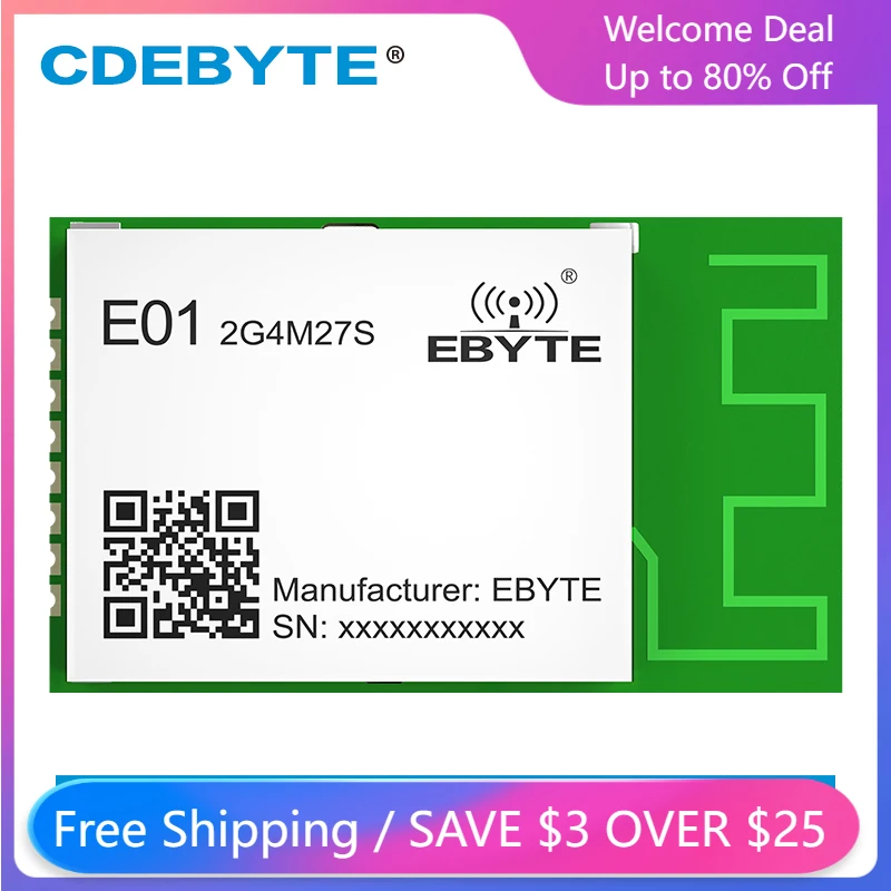 Радиочастотный модуль nRF24L01P, 2,4 ГГц, SPI, высокая мощность, 27 дБм, дальнее расстояние, стандартная антенна PCB, беспроводной трансивер и приемник