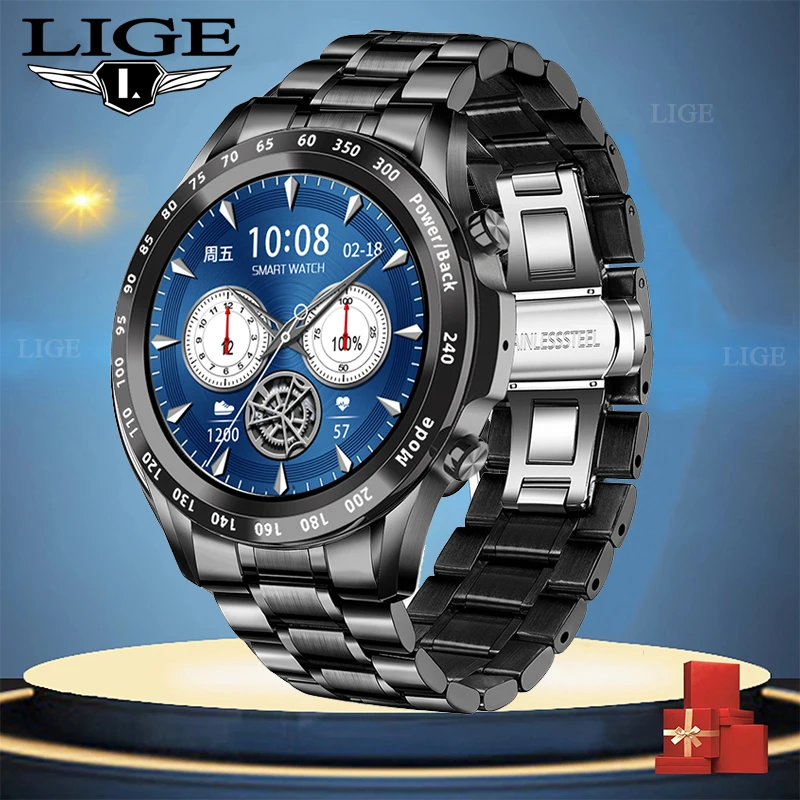 

LIGE Smart Watch Men Bluetooth Call Watches Fitness Tracker Blood Pressure Monitoring Smartwatch Digital Wristwatch for xiaomi