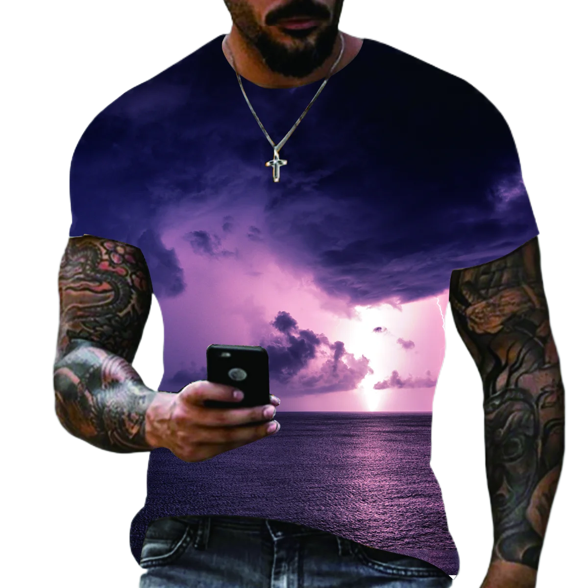 2022 Summer New Men's Oversized T-Shirt Casual Lightning Cool 3D Digital Printed T Shirts for Men Short Sleeve Tee Free Shipping