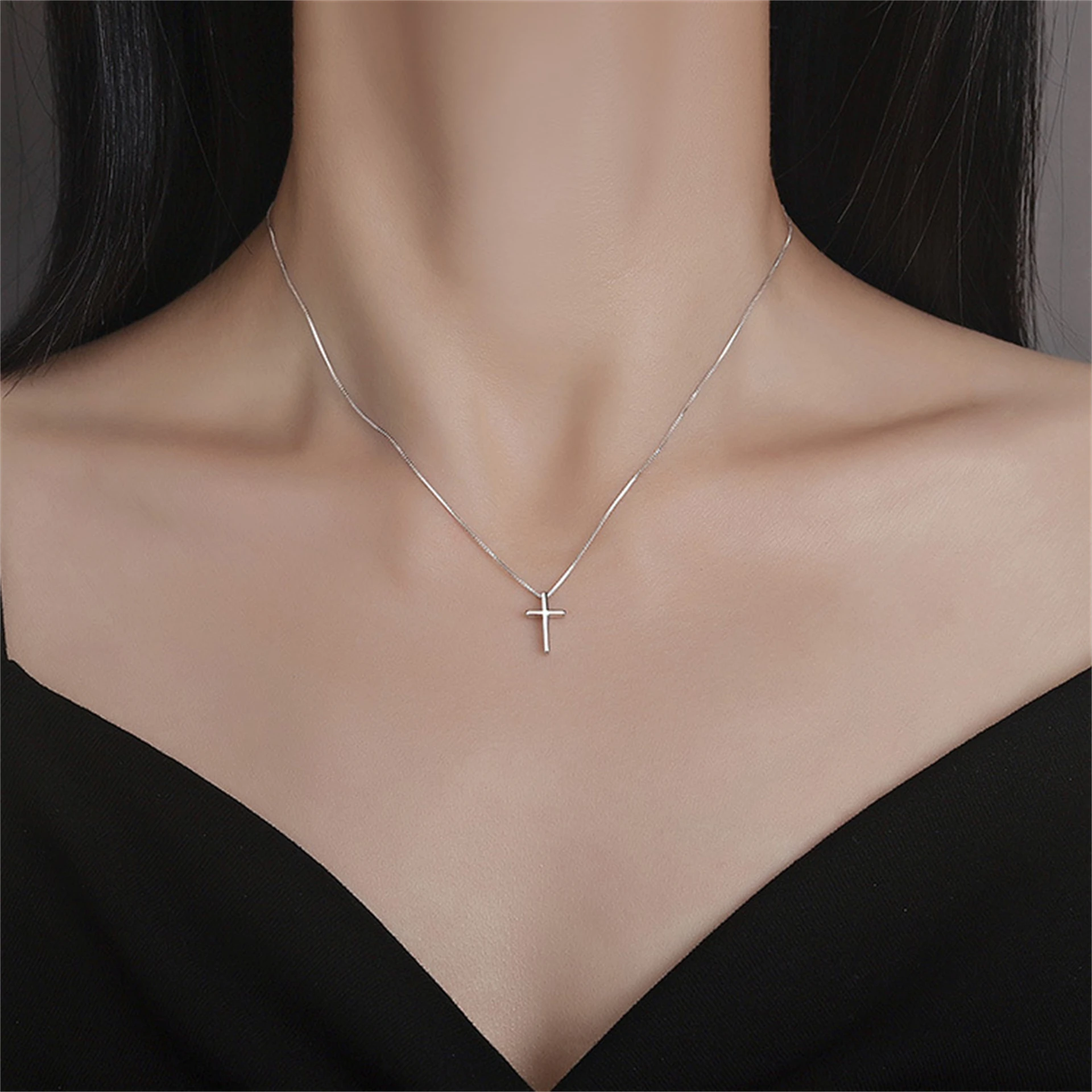 

Stainless Steel Jewelry Necklace Cross Pendant Necklace for Women collares Crucifix Christianity Jesus Necklace Chains Collar