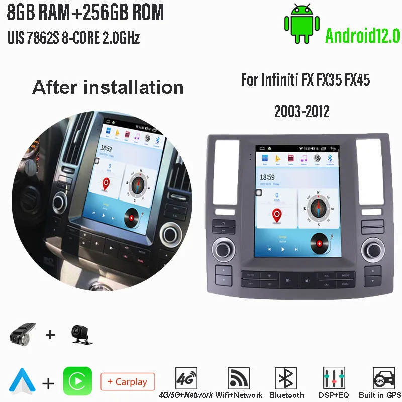 

Clunko для Infiniti FX FX35 FX45 2003 - 2012 Android автомобильный радиоприемник стерео Тесла экран мультимедийный плеер Carplay авто 8G + 256G WIFI
