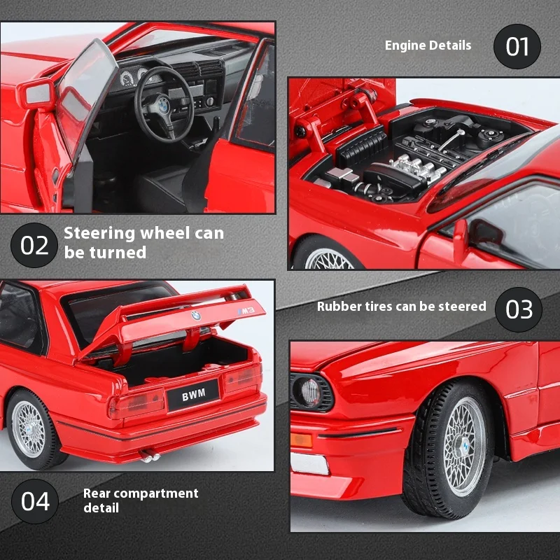 1:24 BMW M3 E30 1988 модель суперкара из сплава гоночный автомобиль игрушка литье под